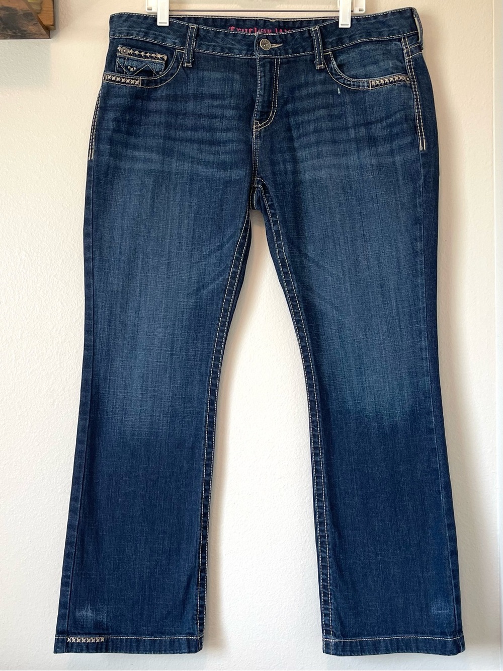 Cruel Girl Jayley Slim Bootcut Jeans - Dark Wash & Western Embroidery - 33 | 15R - Picture 6 of 8